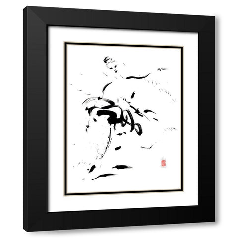 Ballerine Black Modern Wood Framed Art Print with Double Matting by Hanniet, Marc