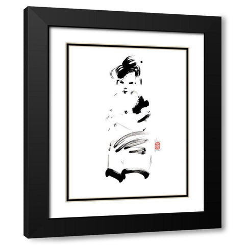 La tentation Black Modern Wood Framed Art Print with Double Matting by Hanniet, Marc