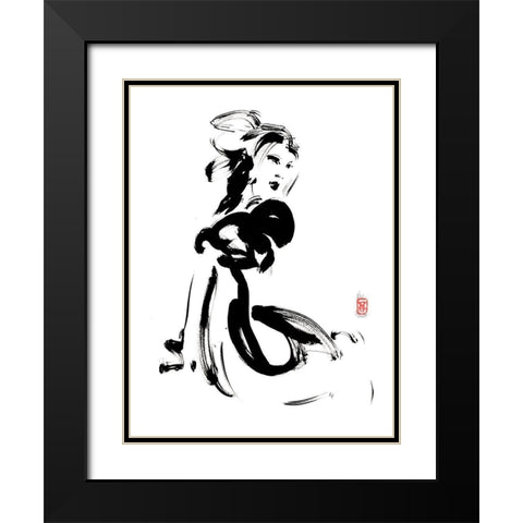 Lassurance du charme Black Modern Wood Framed Art Print with Double Matting by Hanniet, Marc