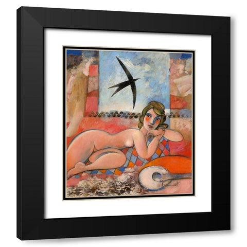 En chaque francaise sommeille une parisienne Black Modern Wood Framed Art Print with Double Matting by Hanniet, Marc