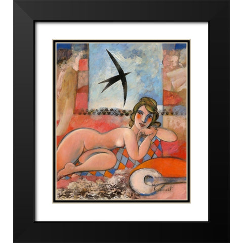 En chaque francaise sommeille une parisienne Black Modern Wood Framed Art Print with Double Matting by Hanniet, Marc