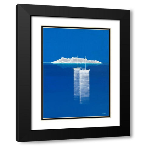 Bateaux bleus Black Modern Wood Framed Art Print with Double Matting by Moune, Pierre