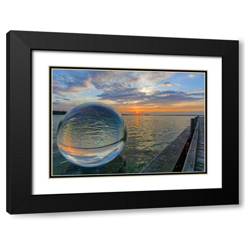 Kugelwelt Sonnenuntergang am See Black Modern Wood Framed Art Print with Double Matting by Fischer, Rolf