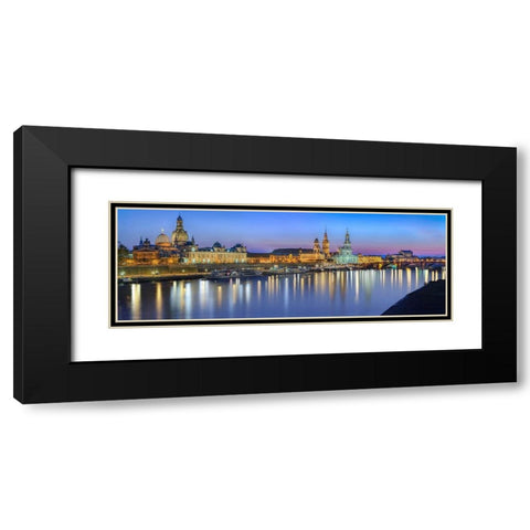Elbpanorma Dresden I Black Modern Wood Framed Art Print with Double Matting by Fischer, Rolf
