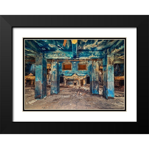 Blue Black Modern Wood Framed Art Print with Double Matting by Haker, Matthias