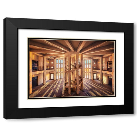 Concrete Sunrise Black Modern Wood Framed Art Print with Double Matting by Haker, Matthias