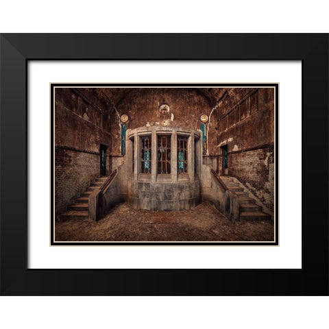 Steps Black Modern Wood Framed Art Print with Double Matting by Haker, Matthias