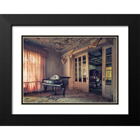 Faded Melodies Black Modern Wood Framed Art Print with Double Matting by Haker, Matthias