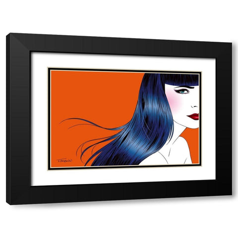 Blue Hair Black Modern Wood Framed Art Print with Double Matting by Beaudenon, Thierry