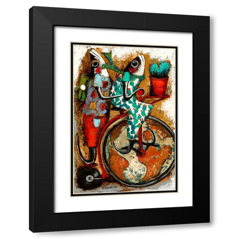 Botanicos Black Modern Wood Framed Art Print with Double Matting by Villanueva, Natalia