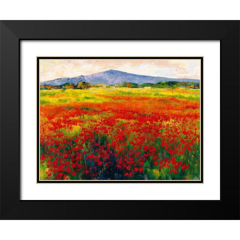 Amapolas III Black Modern Wood Framed Art Print with Double Matting by Camargo, Jesus P.