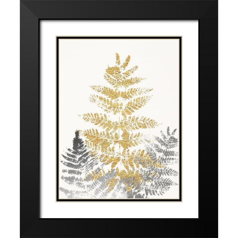 Blattgold II Black Modern Wood Framed Art Print with Double Matting by SARA Design