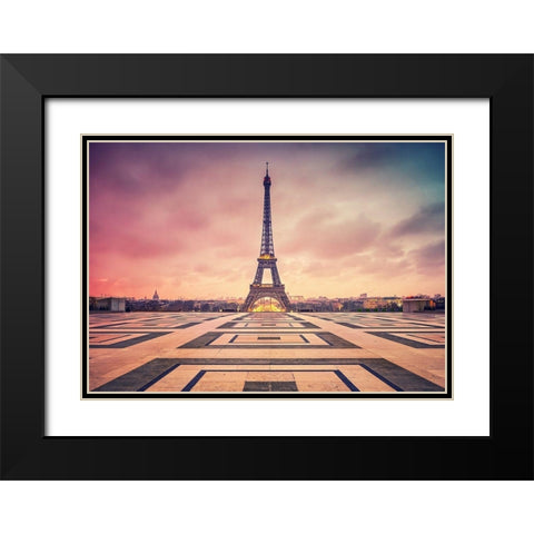 Awakening Paris Black Modern Wood Framed Art Print with Double Matting by Haker, Matthias