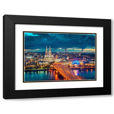 Cologne Blue Hour Black Modern Wood Framed Art Print with Double Matting by Haker, Matthias