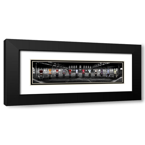Bike Parade Black Modern Wood Framed Art Print with Double Matting by Hillert, Peter