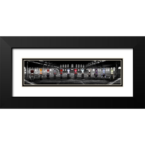 Bike Parade Black Modern Wood Framed Art Print with Double Matting by Hillert, Peter