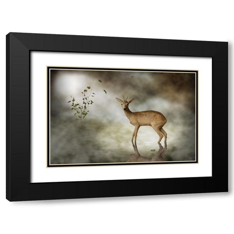Young Deer Black Modern Wood Framed Art Print with Double Matting by Visser, Michiel