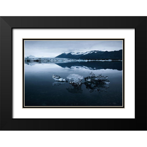 Joekulsarlon Island Black Modern Wood Framed Art Print with Double Matting by Seidel, Leo