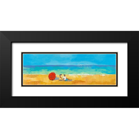 Sur la plage Black Modern Wood Framed Art Print with Double Matting by Pivier-Attolini, Regine