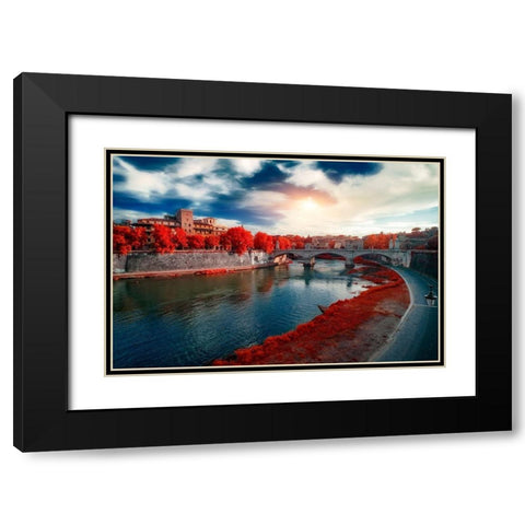 Roma-Victor Emmanuel II Black Modern Wood Framed Art Print with Double Matting by Gee, Tonee