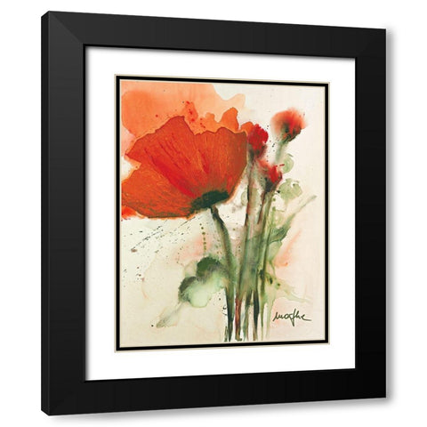 Mohnblumenstrauss I Black Modern Wood Framed Art Print with Double Matting by Marthe