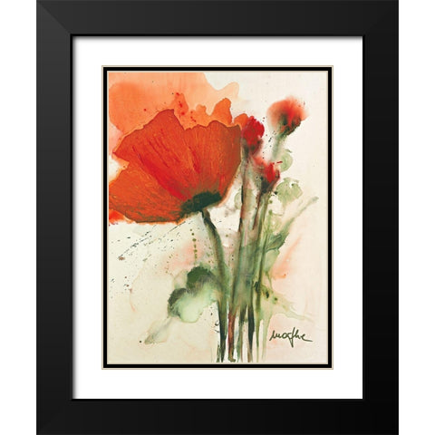 Mohnblumenstrauss I Black Modern Wood Framed Art Print with Double Matting by Marthe