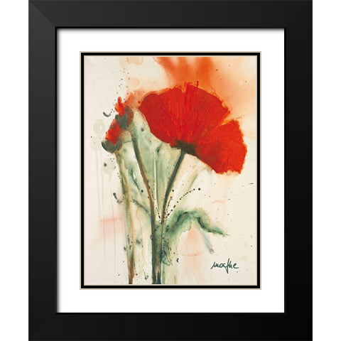 Mohnblumenstrauss II Black Modern Wood Framed Art Print with Double Matting by Marthe