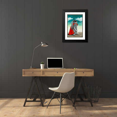 Super Lapin V Black Modern Wood Framed Art Print with Double Matting by Ann R