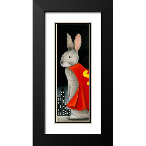 Super Lapin IV Black Modern Wood Framed Art Print with Double Matting by Ann R