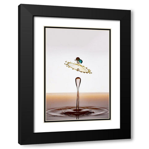 Flying Drop Black Modern Wood Framed Art Print with Double Matting by Sanchez, Manuel