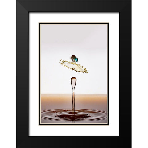Flying Drop Black Modern Wood Framed Art Print with Double Matting by Sanchez, Manuel