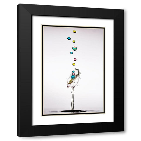 Bubble Cascada Black Modern Wood Framed Art Print with Double Matting by Sanchez, Manuel