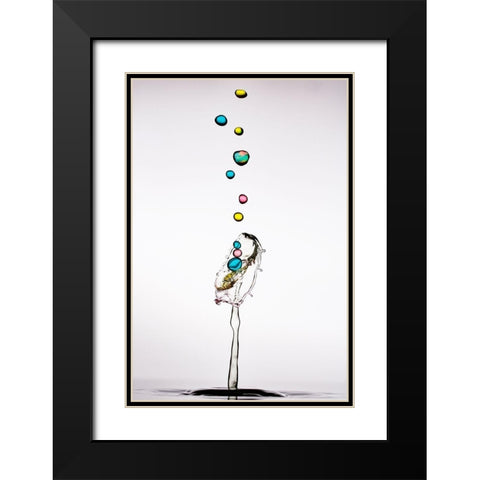 Bubble Cascada Black Modern Wood Framed Art Print with Double Matting by Sanchez, Manuel