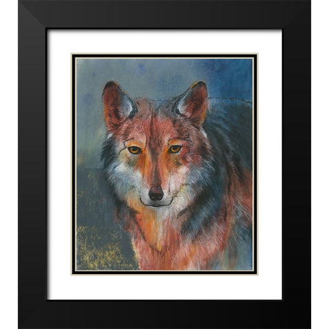 Roter Wolf Black Modern Wood Framed Art Print with Double Matting by Botman, Loes