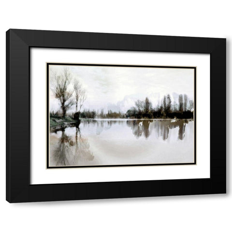 Stiller See Black Modern Wood Framed Art Print with Double Matting by Baumann, Matthais
