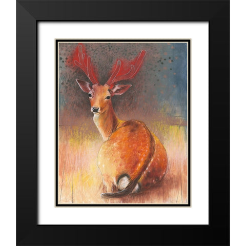 Hirsch Black Modern Wood Framed Art Print with Double Matting by Botman, Loes