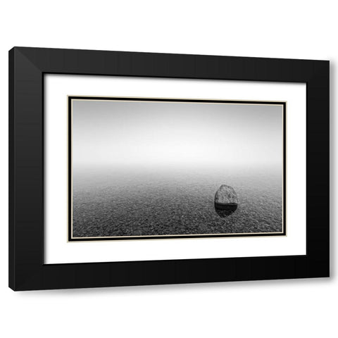 Stone Black Modern Wood Framed Art Print with Double Matting by Steger, Uwe