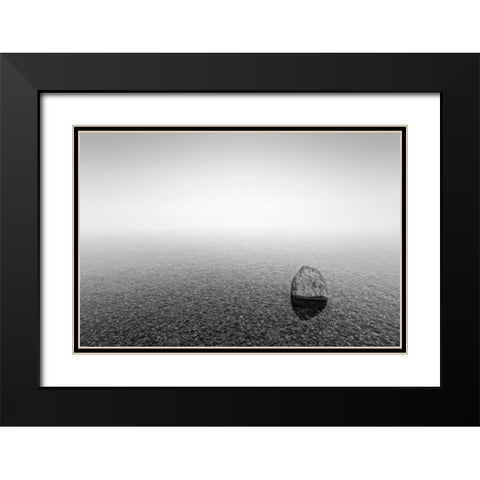 Stone Black Modern Wood Framed Art Print with Double Matting by Steger, Uwe