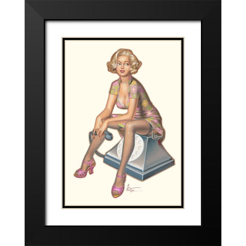 Telefon Black Modern Wood Framed Art Print with Double Matting by Hitte, Patrick