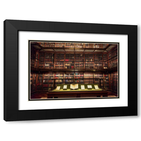 Library Room Black Modern Wood Framed Art Print with Double Matting by Ronin