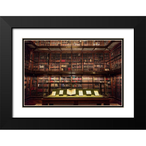 Library Room Black Modern Wood Framed Art Print with Double Matting by Ronin