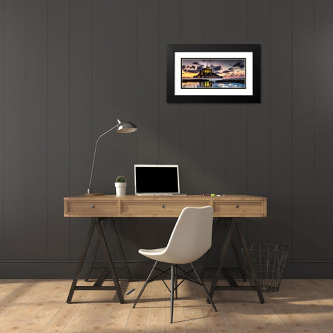 Mont Saint Michel Black Modern Wood Framed Art Print with Double Matting by Ronin