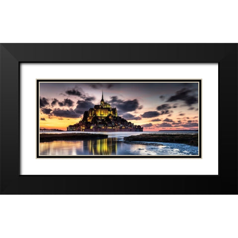 Mont Saint Michel Black Modern Wood Framed Art Print with Double Matting by Ronin