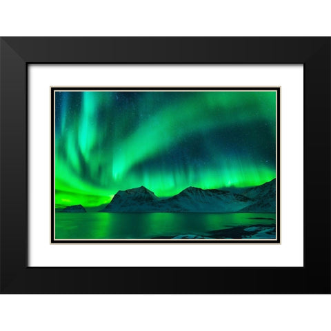 Aurore Boreale I Black Modern Wood Framed Art Print with Double Matting by Bertrande, Arnaud