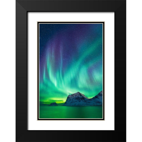 Aurore Boreale II Black Modern Wood Framed Art Print with Double Matting by Bertrande, Arnaud