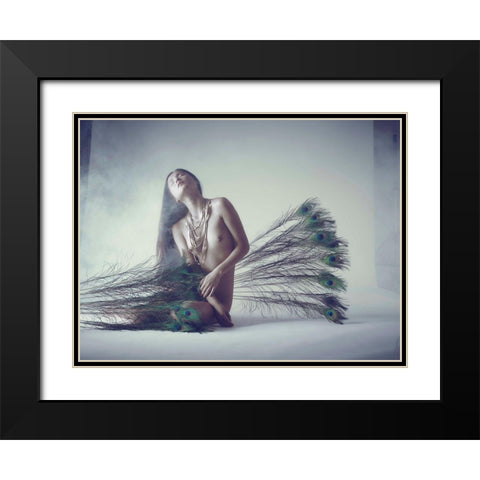 Feathers Black Modern Wood Framed Art Print with Double Matting by Milillo, Marco
