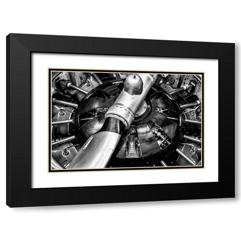 Propellor Engine close up 2 Black Modern Wood Framed Art Print with Double Matting by Ronin