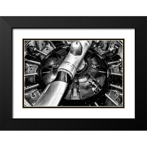 Propellor Engine close up 2 Black Modern Wood Framed Art Print with Double Matting by Ronin
