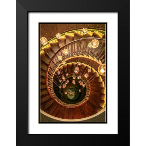 Dreamy Staircase Black Modern Wood Framed Art Print with Double Matting by Ronin
