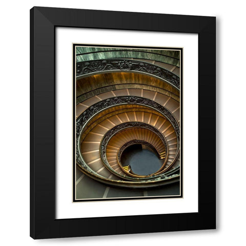Roman Staircase Black Modern Wood Framed Art Print with Double Matting by Ronin